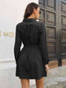  Smocked Waist Long Sleeve Mini Dress -BazaarBey - www.shopbazaarbey.com