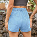 High-Waist Denim Shorts with Pockets Bazaarbey