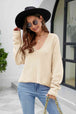 V-Neck Drop Shoulder Long Sleeve Knit Top Bazaarbey