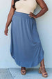  Comfort Princess Full Size High Waist Scoop Hem Maxi Skirt in Dusty Blue Trendsi