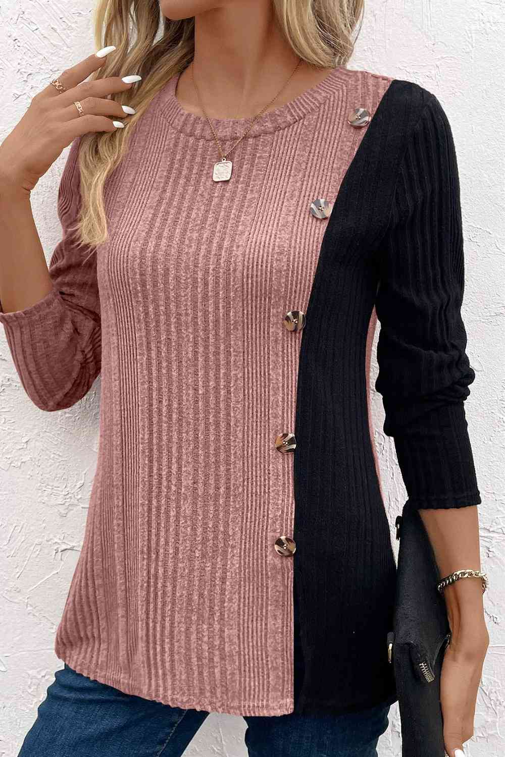  Long Sleeve Knit Top Trendsi