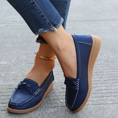 Weave Wedge Heeled Loafers Trendsi