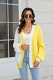 Open Front Contrast Color Balloon Sleeve Cardigan Trendsi