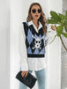 Skull  V-Neck Sweater Vest Trendsi