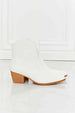 MMShoes Watertower Town Faux Leather Western Ankle Boots in White Trendsi