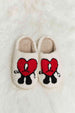 dy Love Heart Print Plush Slippers Trendsi