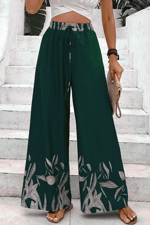 Drawstring Tie High Waist Relax Fit Long Pants Bazaarbey