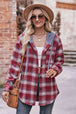 Plaid Dropped Shoulder Hooded Longline Jacket Trendsi