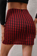 Houndstooth Slit Mini Skirt Trendsi