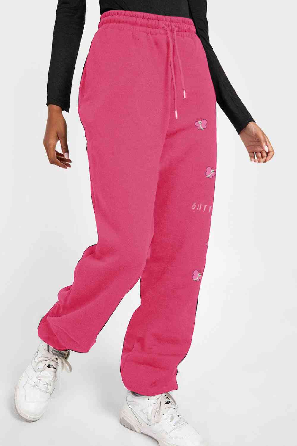    Drawstring BUTTERFLY Graphic Long Sweatpants Bazaarbey