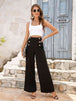 Buttoned High Waist Relax Fit Long Pants Bazaarbey