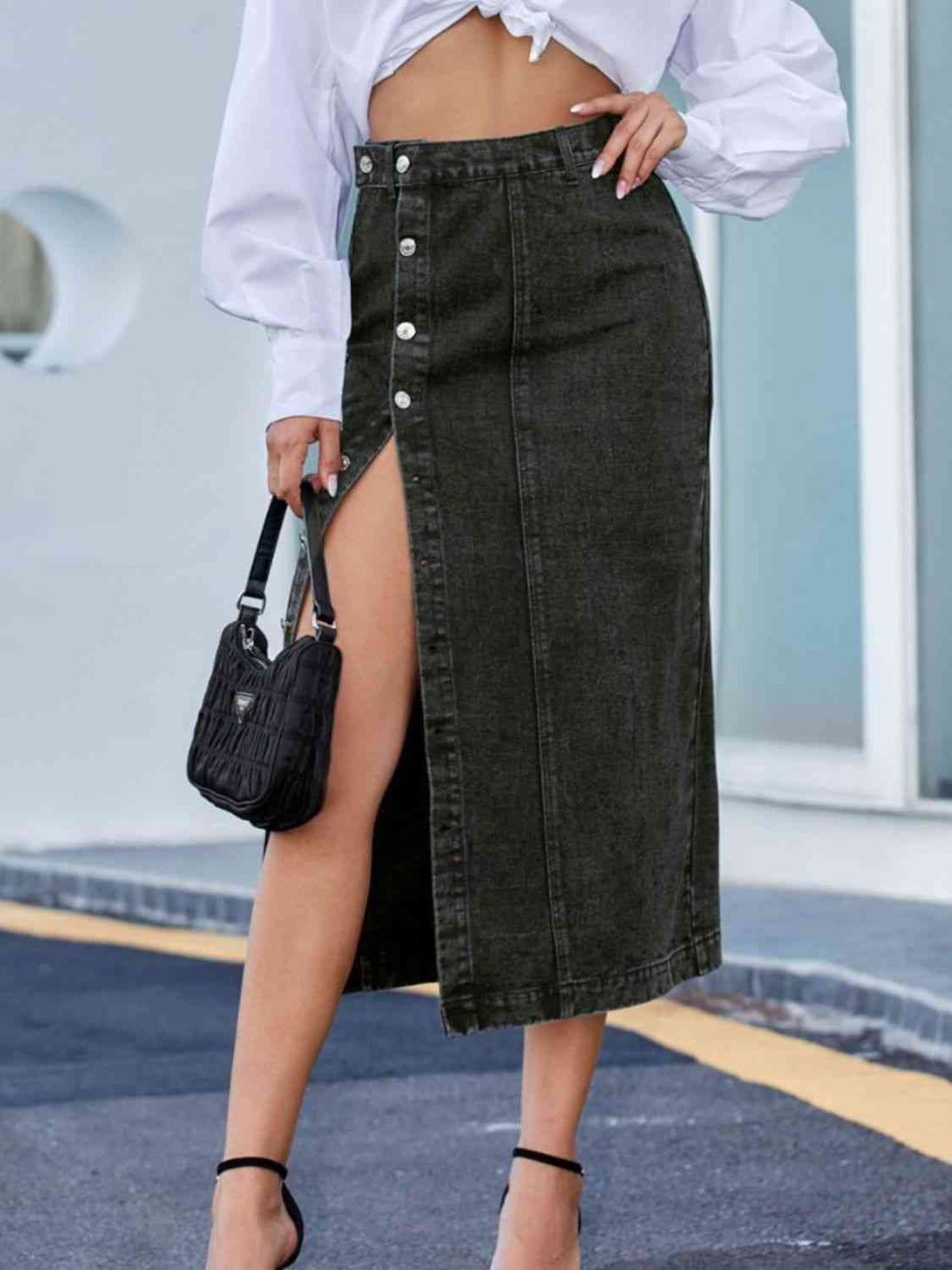 Button Down Denim Skirt Bazaarbey