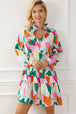 Printed Ruffle Hem Long Sleeve Mini Dress -BazaarBey - www.shopbazaarbey.com