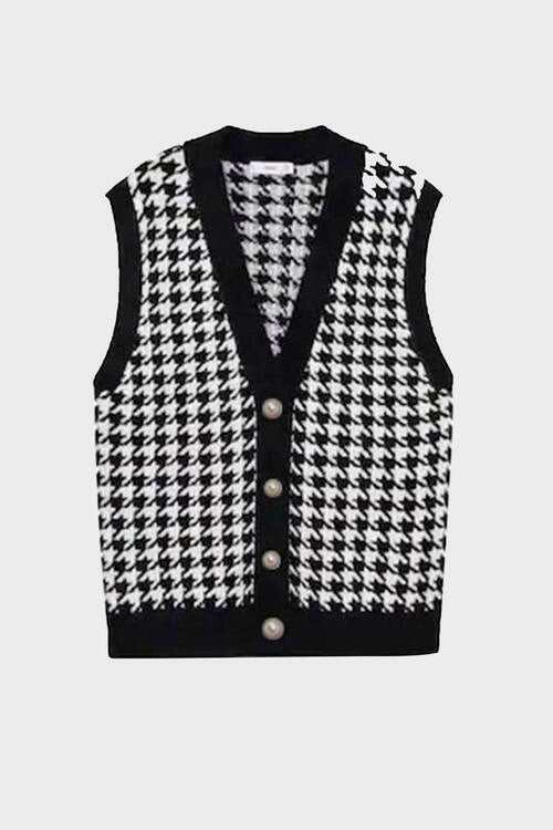  Button Front Sweater Vest Trendsi