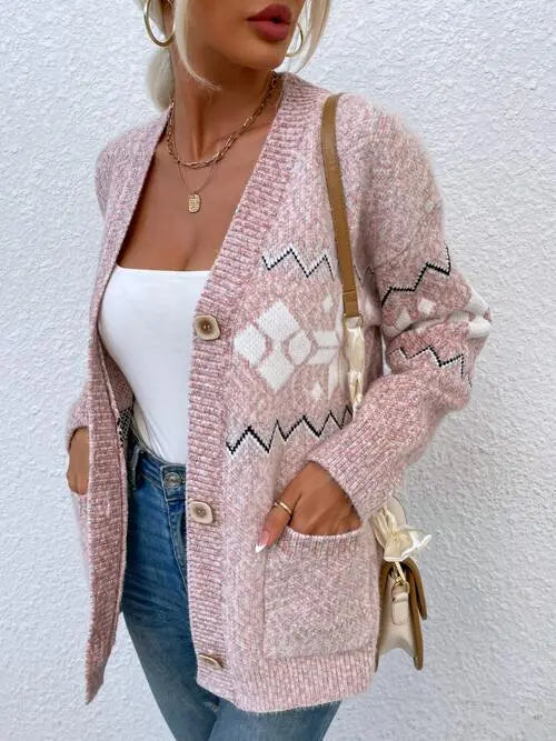  Pocketed Button Up Cardigan Trendsi