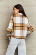  Plaid Collared Neck Jacket with Breast Pockets Trendsi