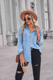 Collared Neck Dropped Shoulder Denim Top Bazaarbey