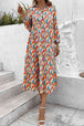 Printed Collared Neck Long Sleeve Dress -BazaarBey - www.shopbazaarbey.com