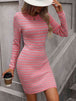 Striped Round Neck Sweater Dress Bazaarbey