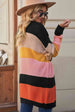 Striped Waffle Knit  Cardigan Trendsi