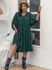 Plus Size Tie Neck Balloon Sleeve Midi Dress -BazaarBey - www.shopbazaarbey.com