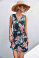 Printed Zip Detail Belted Sleeveless Dress -BazaarBey - www.shopbazaarbey.com