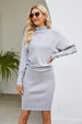 Ribbed Mock Neck Long Sleeve Dress Bazaarbey