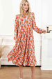 Floral Notched Neck Long Sleeve Dress -BazaarBey - www.shopbazaarbey.com