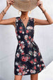 Printed Zip Detail Belted Sleeveless Dress -BazaarBey - www.shopbazaarbey.com