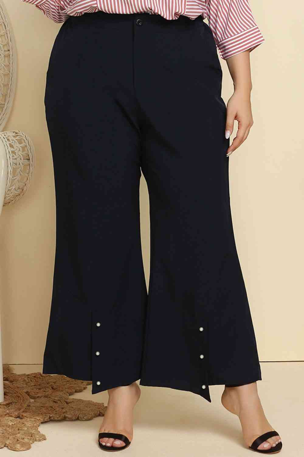  Hem Detail Flare Pants Bazaarbey