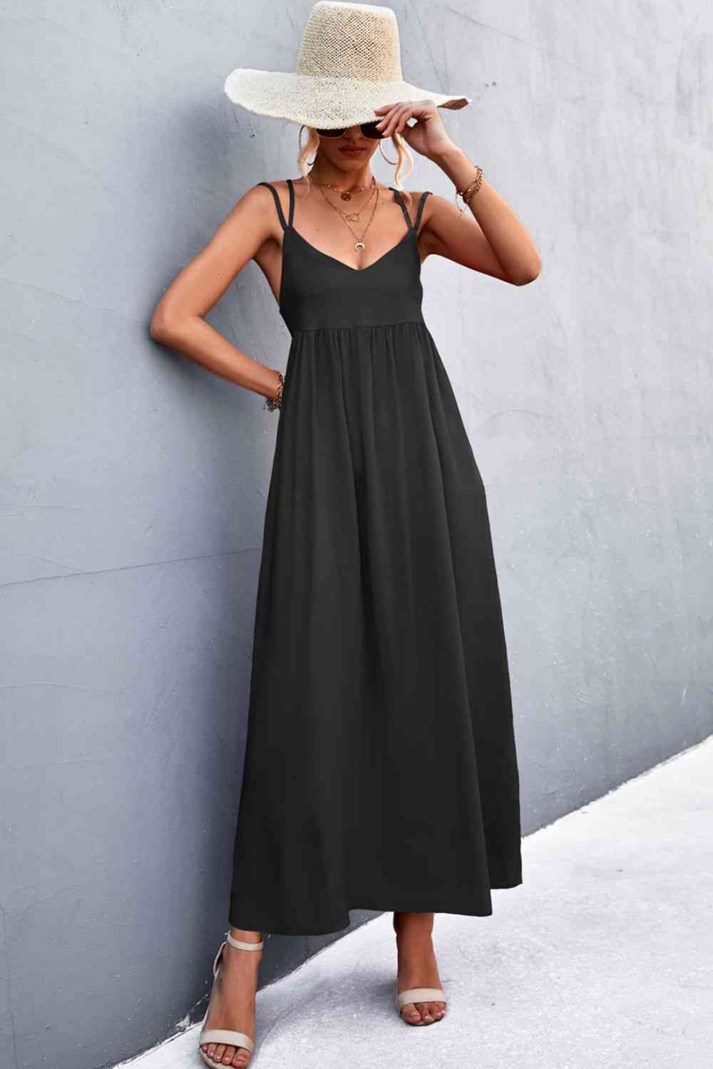 Double Strap Tie Back Dress -BazaarBey - www.shopbazaarbey.com