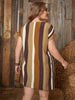 Plus Size Striped Short Sleeve Mini Dress -BazaarBey - www.shopbazaarbey.com