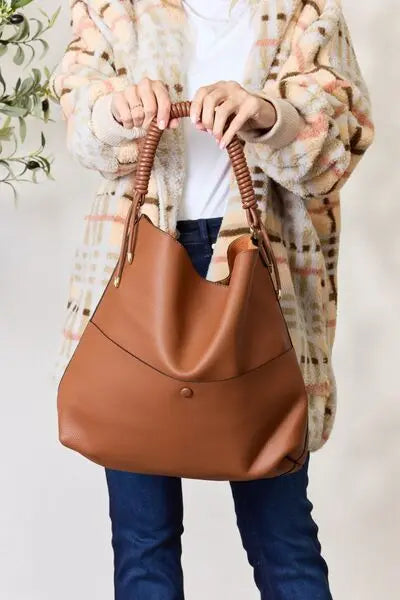  Vegan Leather Handbag with Pouch Trendsi