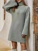 Turtleneck Dropped Shoulder Sweater Dress Bazaarbey