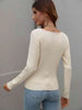 V-Neck Ribbed Knit Top Trendsi