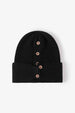 Button Detail Rib-Knit Cuff Beanie Trendsi