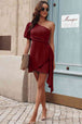 Tied One-Shoulder Puff Sleeve Dress -BazaarBey - www.shopbazaarbey.com