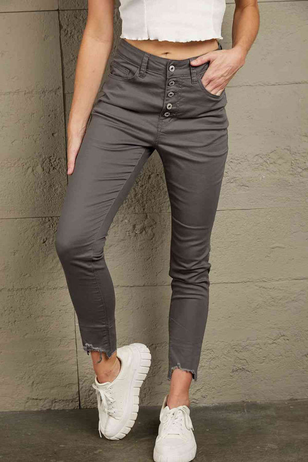  Button Fly Hem Detail Skinny Jeans Bazaarbey