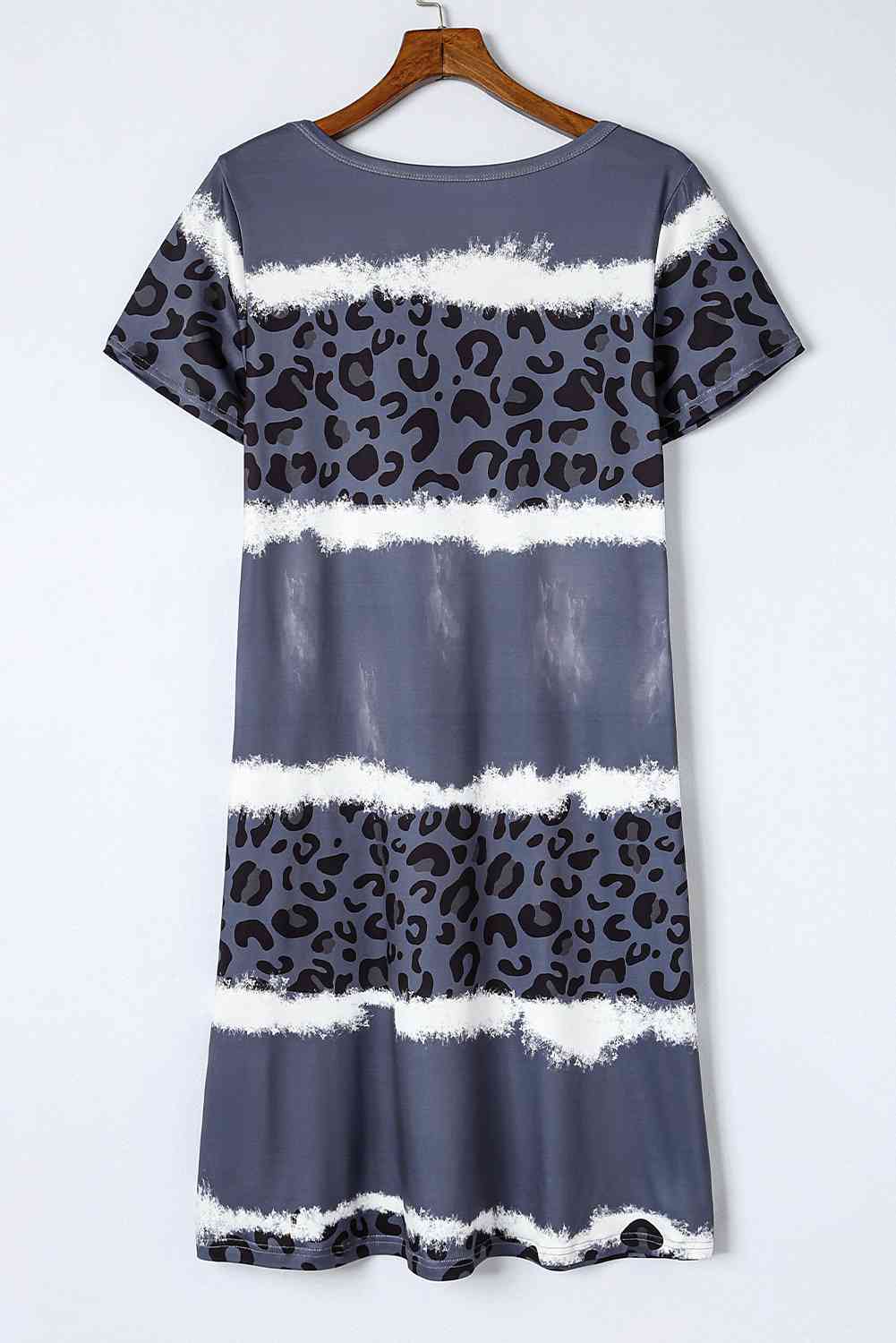 Leopard Color Block V-Neck Short Sleeve Dress -BazaarBey - www.shopbazaarbey.com