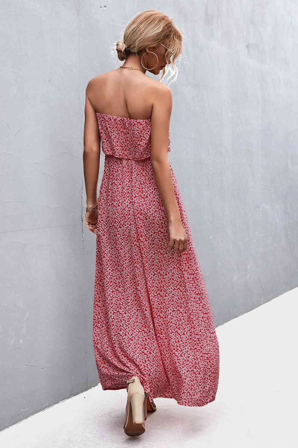 Strapless Split Maxi Dress Bazaarbey