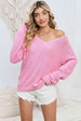 V-Neck Long Sleeve Knit Top Trendsi