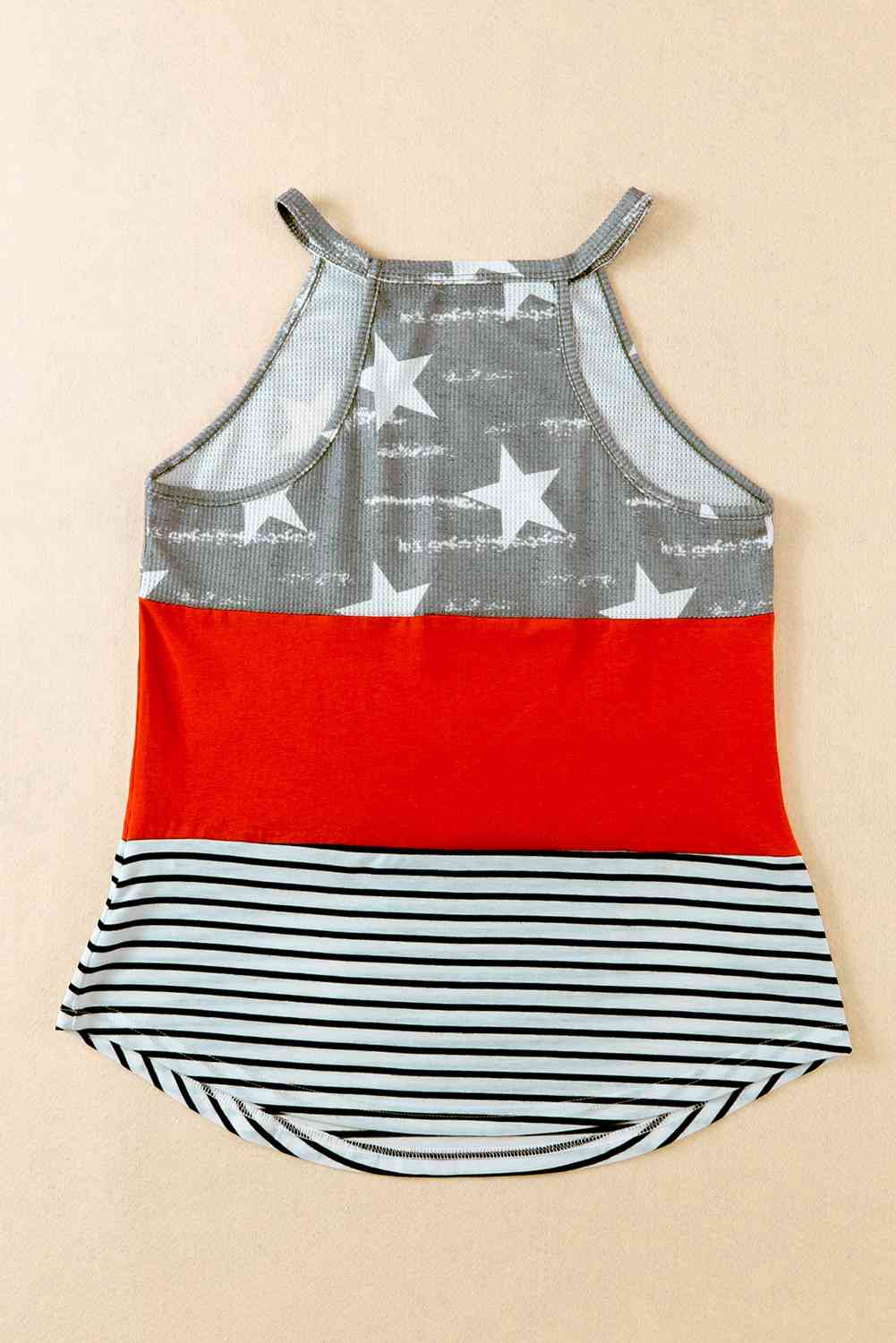 Star and Stripe Color Block Curved Hem Tank Bazaarbey