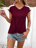 Spliced  V-Neck Twisted Hem Tee Trendsi