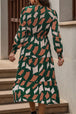 Printed Tied Pocketed Lantern Sleeve Dress Bazaarbey