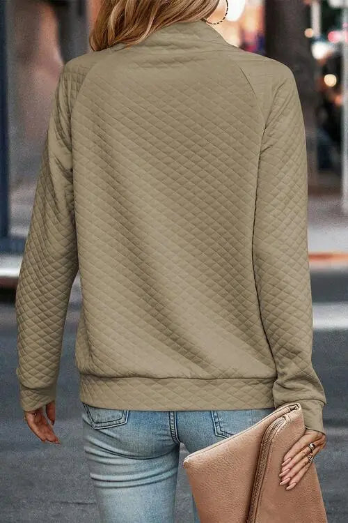 Buttoned Long Sleeve Sweatshirt Bazaarbey