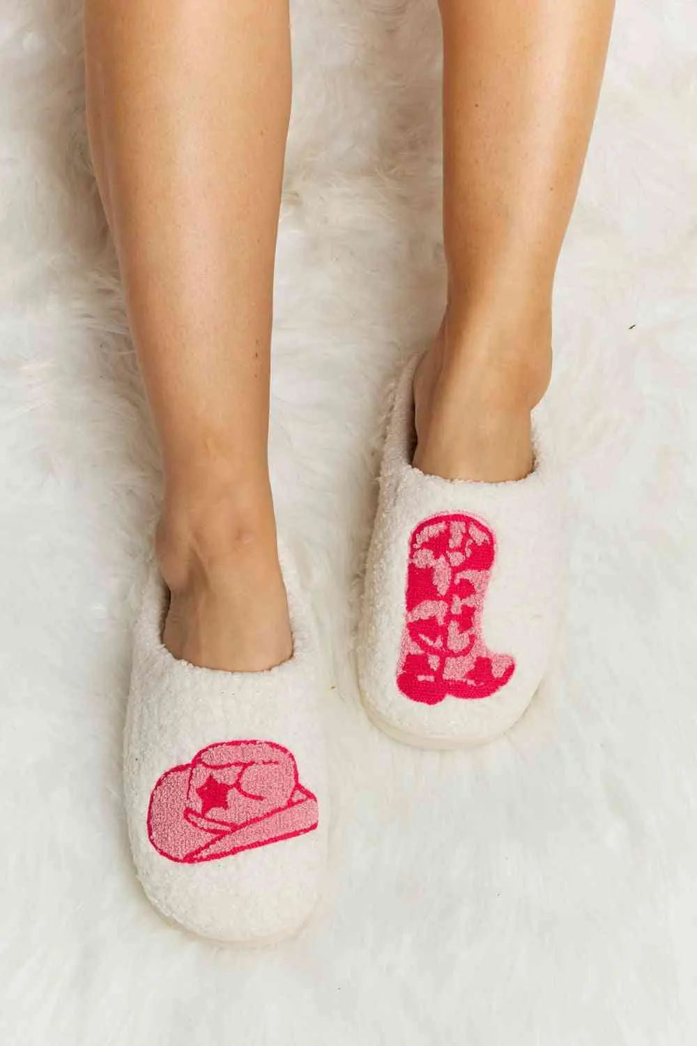 dy Printed Plush Slide Slippers Trendsi