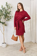   Tie Front Half Zip Long Sleeve Shirt Dress Trendsi