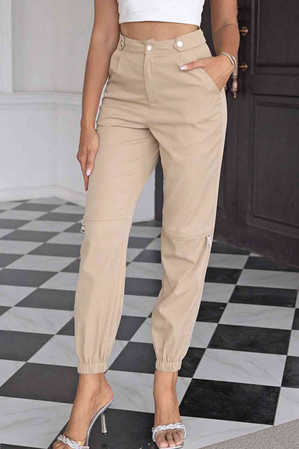 High Waist Pants with Pockets Bazaarbey