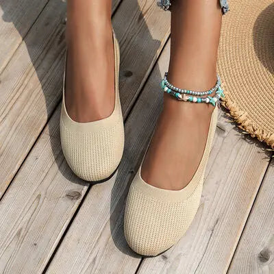 Round Toe Knit Ballet Flats Trendsi