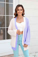 BazaarBey Open Front Contrast Color Balloon Sleeve Cardigan Trendsi